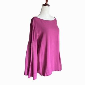 Anthropologie Ro & De Flare Bell Trumpet Sleeve Blouse in Raspberry - Size Small